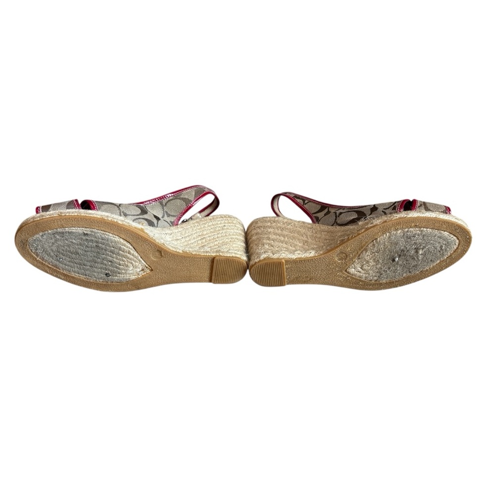 Coach Signature Pink and Tan Wedge Espadrilles - Picture 6 of 7